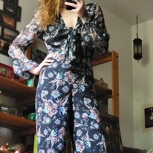 INTERMIX Lysette Front Knot Floral Print 100% silk Jumpsuit - S